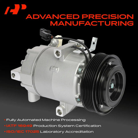 Built Tough Air Conditioning AC Compressor With Clutch Fits Hyundai Elantra 2011 To 2013 close-up view with black pulley.