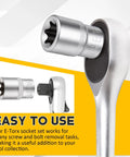 Close-up of 14 Piece E-Torx Socket Set with 1/4 3/8 1/2 Inch Drives External Torx Star Sockets in use