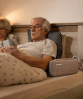 Elderly couple relaxing in bed with Insulin Cooler Travel Case With EVA Insulation And Two Ice Packs For Diabetes Care nearby