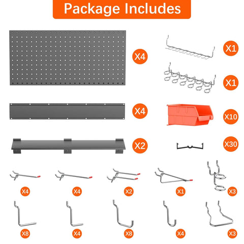 Metal Pegboard Organizer With Hooks Wall Mounted Tool Storage System With Shelves And Bins Heavy Duty Steel Panels accessories