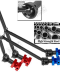 RC Drive Shaft CVD Upgrade Kit For 1/8 Typhon 6S And 1/7 Felony Limitless Roller Infraction 6S BLX 45 Steel Driveshafts Front And Rear Axles Aluminum Wheel Hex Hub Nuts In Red black steel RC driveshafts with red and blue aluminum wheel hex hubs