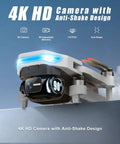 4K Camera Drone With GPS Auto Return, foldable design, brushless motors, close-up of 4K HD anti-shake camera highlighted