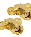 2-Pack RP-SMA Male To Dual RP-SMA Female Coax Splitter Adapters For FPV Drones GPS WiFi Antennas, 50 Ohm, Low Loss, brass connectors