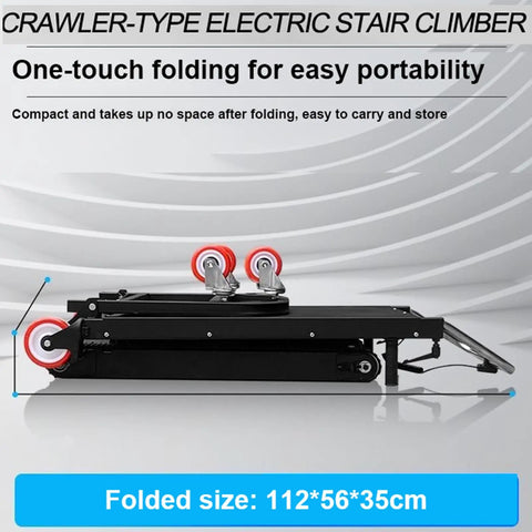 Heavy Duty Electric Stair Climbing Dolly With 660 Lb Capacity And 850 Watt Motor folded design showcasing compact size and portability.