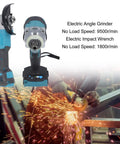 Pro Grade Brushless Angle Grinder And Cordless Impact Wrench Set delivering 350 Nm Torque And 9500 Rpm Speed for smooth operation.