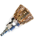 Three Way Round Air Manifold With Three One Quarter Inch Brass Six Ball Couplers Lightweight Aluminum Body