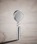 Artifacts Single Function Hand Shower with 1.75 GPM Flow, Polished Chrome Finish, Katalyst Air Induction Technology, handle view
