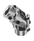 9/16 Inch 26 Spline To 3/4 Inch Double D Chrome Steering Universal Joint Shaft, 83mm Length, 4000 RPM Rating, 35 Degree Working Angle, Heavy Duty Universal Joint For Grinding Machines, Automotive Parts, Levelers, And Automated Parking Lifts, chrome joint close-up