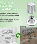 Two Piece Bathtub Shower Knob Replacement Kit For Verve Faucets Chrome Finish comparison before and after installation