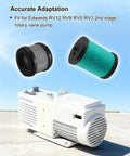 Premium Vacuum Oil Mist Filter And Odor Element Kit For Edwards RV12 RV8 RV5 RV3 with pump and filters displayed