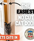 Heavy Duty Cat Door Prop That Holds Your Interior Door Cracked For Easy Roaming While Locking Dogs Outta Play Areas A Genuinely No Fuss Portable Door Stopper And Legit Pet Gate Alternative For Modern Homes with a cat near an open door.