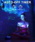 Lit Star Projector Galaxy Night Light With Remote And Timer creating ocean wave projection with auto-off timer in a serene bedroom
