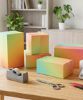 8x8x4 Heavy Duty Shipping Boxes Set of 30 Colorful Corrugated Boxes for Small Business Packaging on a desk