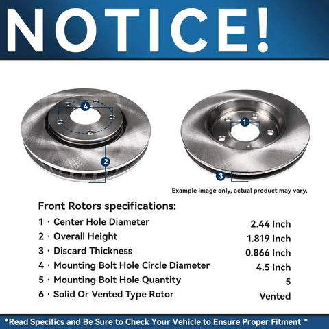 Front And Rear Disc Brake Kit With Ceramic Pads For 2006-2018 Toyota RAV4 And 2010-2012 Lexus HS250h rotor specifications