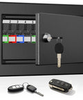 Wall Mounted Key Lock Box Holds Twenty Keys, Heavy Duty Metal Safe With Key Lock, Anti Theft Security, Color Coded Tags Open View