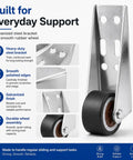 Dead Nuts Heavy Duty Vertical Track Roller Wheels With Quiet Rubber Casters And Zero Wobble Glide For Smooth Barn Doors Cabinets Closets And Home Workshop Builds close-up of galvanized steel bracket and smooth rubber wheel.