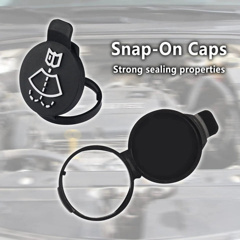 No Brainer Install Replacement Windshield Washer Fluid Reservoir Cap For Cadillac Chevrolet GMC Buick Canyon Models OEM 13227300 12767700 12788573 Easy Fit Bottle Cap Replacement Parts, side view showing snap-on design.