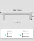 Diagram of Six And One Quarter Inch Brushed Nickel Stainless Steel Cabinet Pulls 20 Pack with dimensions and screws