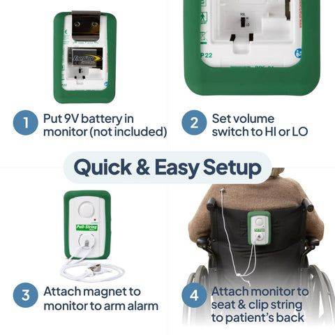 Pull String Alarm For Fall Prevention And Anti Wandering With Chair Magnet Clip Easy Mobility Monitoring For Seniors setup steps