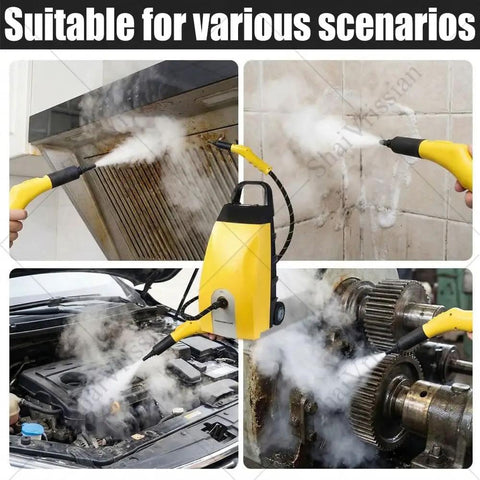 Heavy Duty Portable Steam Cleaner 3.5 Liter Large Tank High Pressure Steamer for deep cleaning kitchen, engines, and machinery.