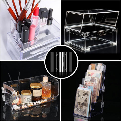 Premium Self Adhesive Acrylic Hinges For Cabinets Drawers Transparent Continuous Folding Hardware Craft Display Tool Sweet Grip Rock Solid Build Mini Heavy Duty Snap On Design For Home Workshops enhancing clear storage boxes.