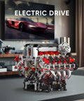 Dope V8 Engine Building Blocks Kit That Actually Runs With Battery And Motor 2718 Piece Engineering Model For Adults on table
