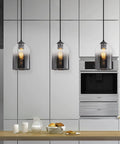 Dope Black Glass Pendant Lights 3 Pack Farmhouse Modern Hanging Island Light With Adjustable Cord in kitchen setting