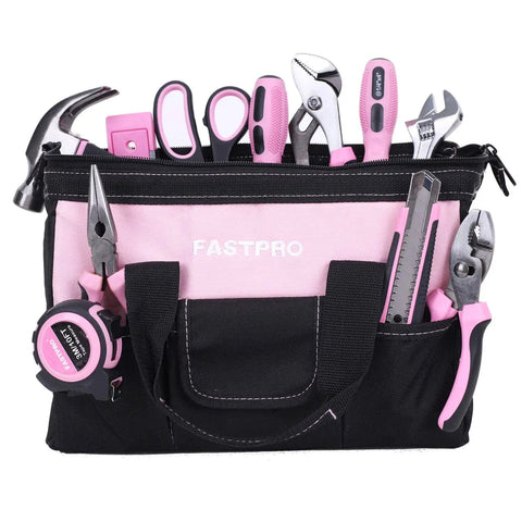 Pink 232-Piece Drill Set With 20V Cordless Drill Driver And Home Tool Kit For Women with 12-inch storage bag and tools