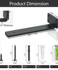 Set Of 6 8 Inch Heavy Duty Hidden L Shelf Brackets For Floating Shelves Supports Up To 200 Pounds With dimensions and screws displayed