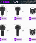 Top Shelf Badass Black Computer Mount Cage Nuts And Screws Assortment Kit with metal and plastic washers, showing various screw sizes.