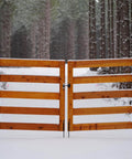 Wooden gate in snowy forest with 4 Pieces Strap Hinges 5 Inch Heavy Duty Gate Hinge With Screws For Wooden Fences