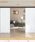 Low Profile 12 Foot Double Barn Door Hardware Kit in Aluminum Alloy Box Rail Track for Wooden Doors installed view