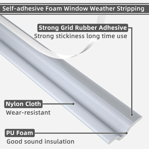 Self-adhesive PU foam insulation with strong grid rubber of 118 Inch Window Weather Stripping And Door Seal Strip
