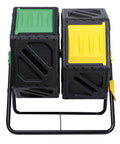 Dual Chamber Compost Tumbler With Easy Turn Sliding Doors For All Season Outdoor Use Heavy Duty 37 Gallon Black Bin