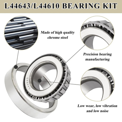 Trailer bearing kit L44643/L44610, chrome steel bearings with 12192TB seals for 1" axles (2 sets)