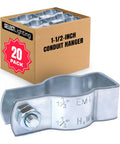 20 Pack Lighting Conduit Hangers For One And A Half Inch Galvanized Conduit Clamps With Carriage Bolts And Nuts Rigid Conduit Mounting Clips For Electrical Wiring Pre Assembled Durable Steel box and clamp
