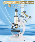 Kid Friendly For All Ages 40x To 2000x Microscope With Phone Adapter And Slides Set For School, Lab And Home Education, 45° adjustable angle