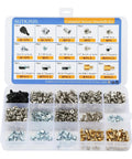 Top Pick Pc Build Screw Kit With Nvme M.2 Standoffs And Assorted Hardware For Motherboards SSD Hard Drives and Fans Quick Install For Gaming Rigs and Repairs No Sweat Setup, featuring screws and standoffs in a clear organizer.