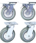 8 Inch All Swivel Caster Wheels Set Heavy Duty Rubber Casters 360 Degree Top Plate Anti Skid 4 Pack With 2 Brakes And 2 Without Brakes Durable Steel Frame Quiet Rolling And Floor Safe