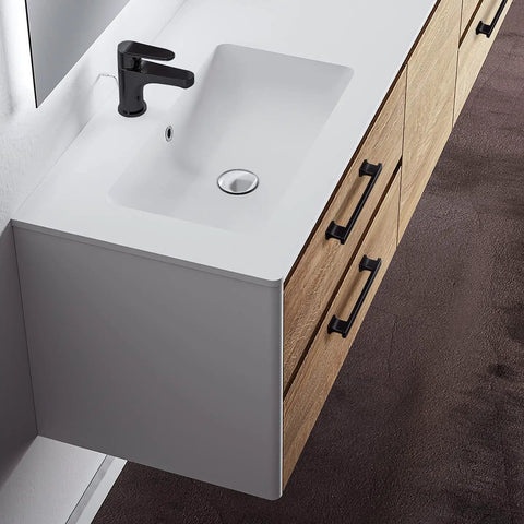 Bathroom vanity with Square Matte Black Cabinet Pulls 5 Inch 128mm Hole Centers Durable Zinc Alloy Kitchen Drawer Handles