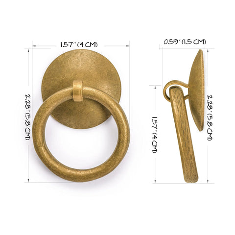 Chinese Medicine Cabinet Pulls Set Of 2 Brass Cabinet Hardware For Architectural Interior Design And Furniture Customization, Features 2.3 Inch Overall Length, 1.57 Inch Wide By 1.57 Inch High Pulls, Includes Washers For Easy Installation