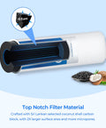 Level Up Your Kitchen Routine With This OCS2 EV961802 Under Sink Water Filter Replacement Cartridge 2 Pack showing activated carbon filter material.