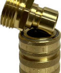 Solid Brass Garden Hose Quick Connector Made In The USA Heavy Duty Quick Connect Fitting For Five Eighths Inch And Three Quarter Inch Hoses Durable Anti Leak Easy On Off Corrosion Resistant Hose Adapter For Outdoor Watering