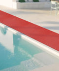 Heavy Duty Non Slip Poolside Floor Mat, Fast Drain Bathroom Anti Fatigue Tile With Wave Channels, Rock Solid Wet Area Deck Pad For Resort Restaurant And Patio Shower Entry, Tight Grip Red Rubber Style 0.9 By 1 Meter over the pool.
