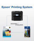 Epson printing system diagram with Durabrite Ultra Ink Magenta Cartridge T822320S and printer model for vivid color printing.