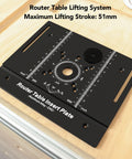 Kick Up Your Workshop Routine With This Slick Router Table Lift Built From Rugged Aluminum Alloy features a CNC ground router table insert plate.
