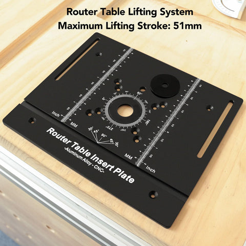 Kick Up Your Workshop Routine With This Slick Router Table Lift Built From Rugged Aluminum Alloy features a CNC ground router table insert plate.