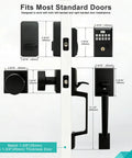 Top Shelf Keyless Entry Door Lock With Durable Handle Kit And Bright Backlit Keypad Zero Fuss Smart Passcode Deadbolt dimensions on door.