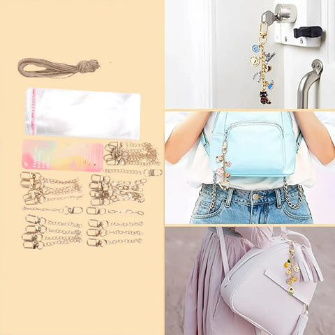 The Real Deal On DIY Keychain Crafting Comes In This Huge Kit Loaded With Iron Clasps Extender Chains Cards And Zip Pouches Plus Ropes To Build Sick Custom Keys Anyone Will Love It Done In Hours Perfect For Rainy Afternoons Or Group Time At Home Now. DIY keychain kit with iron clasps, chains, rope, pouches, and cards for bag charms