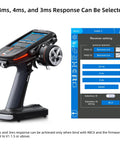 Remote controller interface showing 3ms latency setting for Ultra Fast 2.4GHz Gyro Receiver With Voltage Telemetry Waterproof RX.